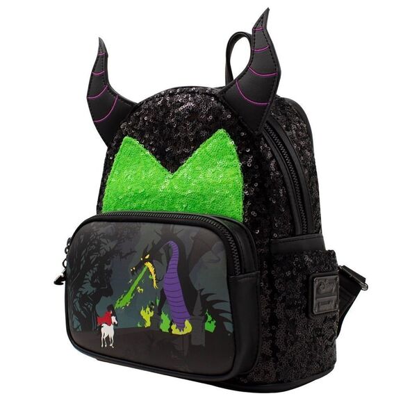 Maleficent Dragon Sequin Mini Backpack Sold Out NWT Disney Loungefly Exclusive - Picture 8 of 12
